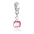 Berloque Cristal Rosa Banhado a Prata 925