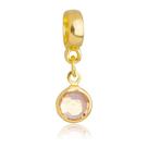 Berloque Cristal Rosa Claro Banhado a Ouro 18k