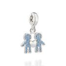 Berloque dois meninos de prata 925 AZUL 840153 Rommanel