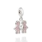 Berloque duas meninas de prata 925 ROSA 840152 Rommanel