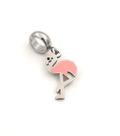Berloque Flamingo Resina Rosa Aço Inox