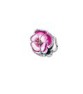 Berloque Flor Pequena Rosa em Prata 925