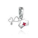 Berloque I LOVE ENFERMAGEM 2 em Prata S925 para pulseiras modelo Pandora ou Vivara