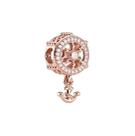 Berloque Leme Timão e Âncora Ouro Rosé Carvejado Zircônias