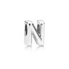 Berloque LETRA N em Prata S925 para pulseiras modelo Pandora ou Vivara