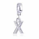Berloque Letra X Cravejada Zircônia Banhado Prata 925 COR:Prata Berloque Letra X Cravejada Zircônia Banhado Prata 925 COR:Prata