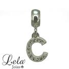 Berloque letras cravejadas prata 925