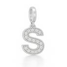 Berloque Letras Cravejado 1,5cm em Prata 925