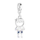 Berloque Menino Filho Strass Azul Banhado a Prata 925