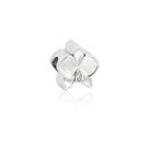 Berloque orquídea esmaltado branco banhado a ródio