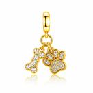 Berloque Osso Patinha Dog Cravejado Com Zircônia Banhado a Ouro 18k Berloque Osso Patinha Dog Cravejado Com Zircônia Banhado a Ouro 18k
