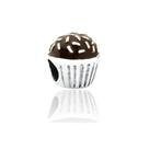 Berloque passador brigadeiro esmaltado marrom prata 925