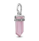 Berloque Pingente Cristal Rosa em Prata 925