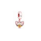 Berloque Pingente Ouro Rosa Ratinho Jerry Prata 925 de lei