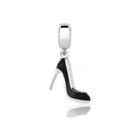 Berloque pingente sapato esmaltado preto prata 925