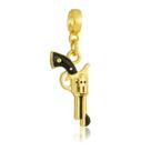Berloque Pistola Revolver Arma Banhado a Ouro 18k