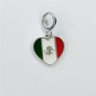 Berloque prata 925 coração bandeira mexico