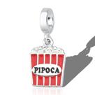 Berloque Prata Charms Pulseira Pipoca Cinema Minimalista