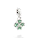 Berloque rommanel prata 925 trevo 4 folhas sorte cravejado pedra zircônias verde 840154 Berloque rommanel prata 925 trevo 4 folhas sorte cravejado pedra zircônias verde 840154