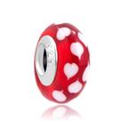 Berloque SEP MURANO VERMELHO CORACAO em Prata S925 para pulseiras modelo Pandora ou Vivara