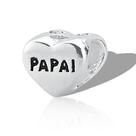 Berloque Separador Coraçao Prata Charms Papai Minimalista
