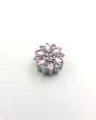 Berloque Separador Flor Zircônia Rosa e Cristal Aço Inox