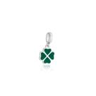 Berloque Trevo Esmaltado Verde Prata 925