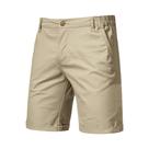 Bermuda Casual Masculina Khaki Para O Verão, Estilo Clássico Americano, Comprimento Até O Joelho,