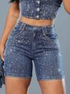 Bermuda com Detalhes de Pedrarias PitBull Jeans 88987 COR:AZUL MÉDIOTAMANHO:44