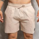 Bermuda de Linho Masculina Elástico Casual Leve Respirável Academia Caminhada