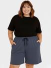 Bermuda de Moletom Plus Size Feminino Chumbo Shorts de Moletom Plus Size Bermuda de Mulher