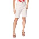 Bermuda de Sarja Feminina Max Denim Cós Alto Up Creme Bermuda de Sarja Feminina Max Denim Cós Alto Up Creme