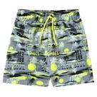 Bermuda em Microfibra Infantil Masculina Cinza Neon Abstrato Quimby Bermuda em Microfibra Infantil Masculina Cinza Neon Abstrato Quimby