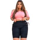 Bermuda Feminina Bengaline Plus Size Lycra 42 Ao 52 Com Botões Bermuda Feminina Bengaline Plus Size Lycra 42 Ao 52 Com Botões