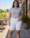 Bermuda Feminina, Branca, Com Elastano, Plus Size, Até 50