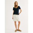 Bermuda Feminina Cintura Média Em Sarja - Off white 036