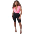 Bermuda Feminina com Bolsos Cós Médio Tecido 3D Catwalk Preto