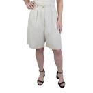 Bermuda Feminina Parado no Ar Linho Plus Size Off White - 85 Bermuda Feminina Parado no Ar Linho Plus Size Off White - 85