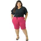 Bermuda Feminina Plus Size com Bolso Cós Médio Cintura Média Ponto Roma Catwalk Pink Bermuda Feminina Plus Size com Bolso Cós Médio Cintura Média Ponto Roma Catwalk Pink