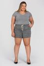 Bermuda Feminina Plus Size Moletinho Cós Largo Bolsos Frente Cordão Fake - Serena