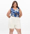 Bermuda Feminina Plus Size Secret Glam Bege Bermuda Feminina Plus Size Secret Glam Bege