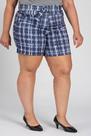 Bermuda Feminina Plus Size Suplex Sublimado Xadrez c/ Cinto - Serena