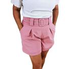 Bermuda Feminina Short Com Cinto Funcional Cintura Media Bolsos Laterais