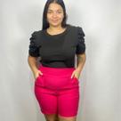 Bermuda Feminino Plus Size Short Bengaline Short Liso Short Pérolas no Bolso
