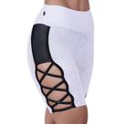Bermuda Fitness Feminina Poliamida Degrade Tiras Trançadas na Lateral Orbis - Branco, M