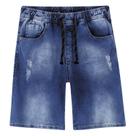 Bermuda Infantil Jeans Cintura com Elástico e Cordão