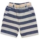 Bermuda infantil masculina menino de linho esporte fino social com cinto e bolso faca - listras marinho