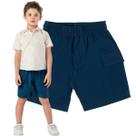 Bermuda Infantil Menino Escolar Bolsos Cargo Tactel Uniforme