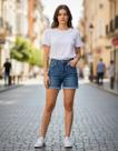 Bermuda Jeans Feminina Cós Alto Lets Denim 5643