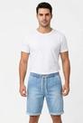 Bermuda Jeans Masculina 100% Algodão Slim com Elástico e Cordão - Conforto Premium COR:Azul-JeansTamanho:GG